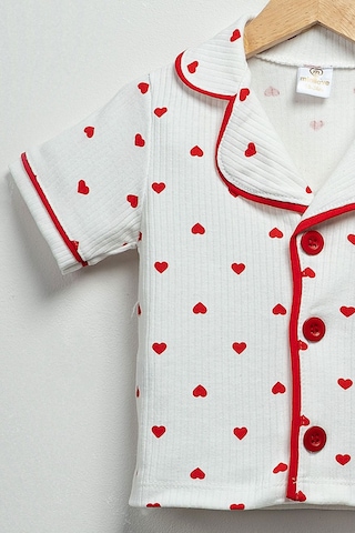 Vavbaby Minik Kalpli Kız Bebek Yazlık Pijama Takımı Beyaz