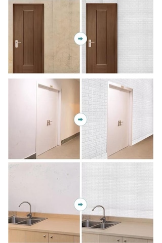 10 Adet 50x50 Cm Silinebilir Kendinden Yapışkanlı Duvar Kağıdı Esnek Köpük Panel 3d Tuğla Desen