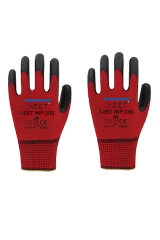 I-zet Inp05 Kırmızı Siyah Polyester Örme Nitril Eldiven 288 Adet