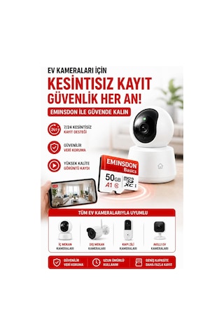 50gb Hafıza Kartı Ev Araç Güvenlik Kamerası Uyumlu Telefon Tablet Micro Sd Class10