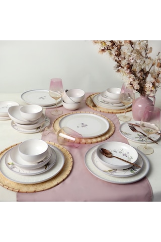 Keramika Purple Bloom Nordıc Yemek Takımı 24 Parça 6 Kişilik 22431-32 Çok Renkli