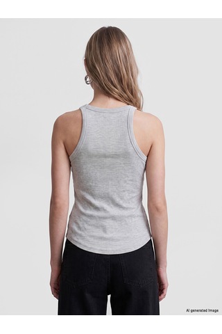 Lcw Vision Gri Halter Yaka Taşlı Kadın Fitilli Atlet