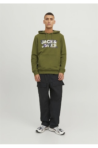 Jack & Jones Logolu Kapüşonlu Sweatshirt - Dust 12240214 Olive Branch Lacivert