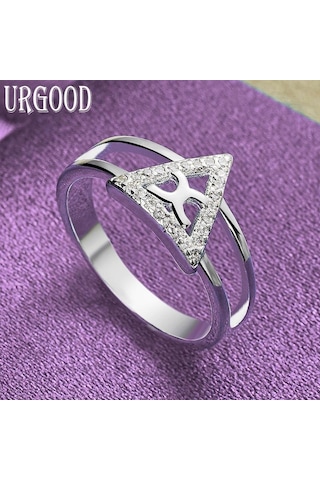 925 Ayar Gümüş Üçgen Yüzük Hediye Moda Takı