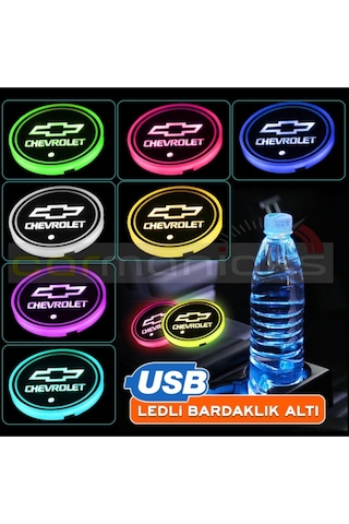 Chevrolet Araçlar Ile Uyumlu Ledli Bardaklık Altı Usb Şarjlı 2 Adet