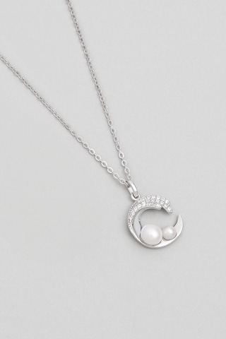 So Chic Minimal İnci 18 Ayar Beyaz Altın Kaplama Gümüş Seti Beyaz