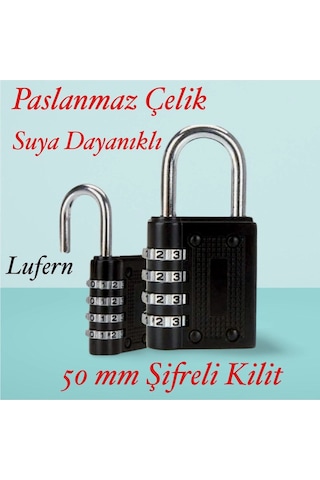 50 Mm 3 Basamaklı Haneli Şifreli Premium Paslanmaz Çelik Küçük Ekstra Güçlü Şifreli Asma Kilit