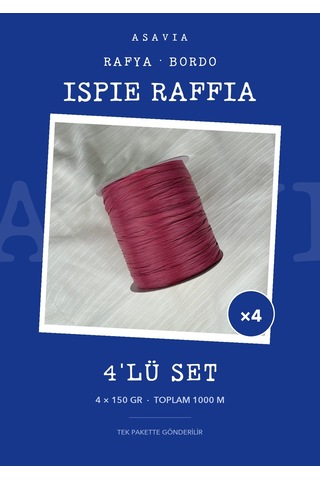 Asavia Ispie Rafya Örgü İpi 4'lü Set 4 X 150 Gr 250 M Bordo