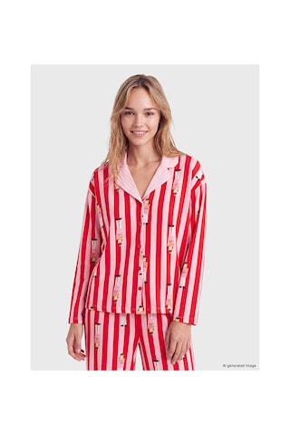 LC Waikiki Alıta Cıty Farkıyla Lcw Young Pembe Penye Desenli Uzun Kollu Kadın Pijama Takım Pembe - 929503390 Pembe