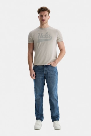 Ucla Margan Gri Bisiklet Yaka Baskılı Erkek Tshirt Gri