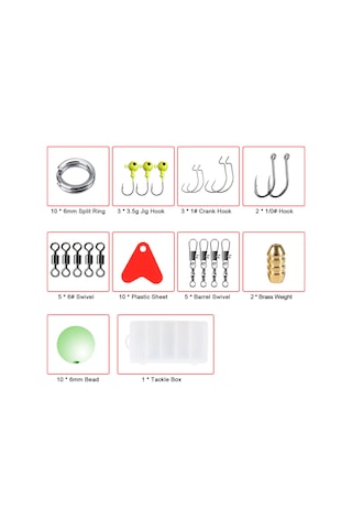 Yuntech01 94 Parça Tatlı Su Yem Seti - Metal Ve Plastik Malzeme, Noctilucent Hard Bait, Spoon Bait, Yumuşak Yemler İle Yem Kutusu