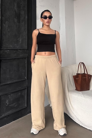 Madmext Bej Bol Paça Kadın Eşofman Altı Mg2279 Bej