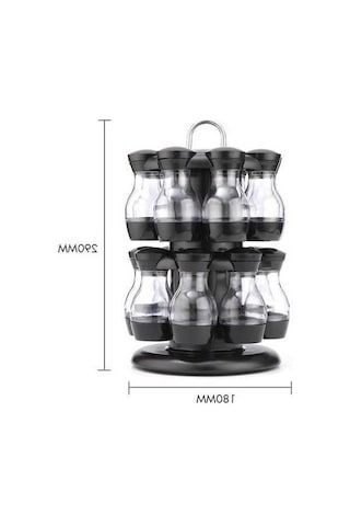 Pazly 18 Parçalı Dönen Baharat Rafı, Paslanmaz Çelik Ve Şeffaf Kavanozlu, Hava Geçirmez, Modern Mutfak Organizatörü Çok Renkli