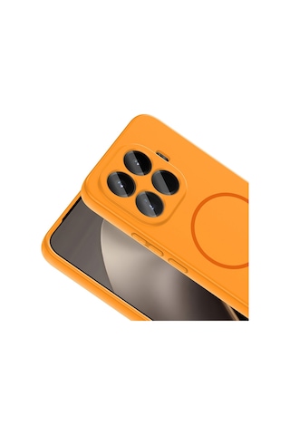 Vendas Xiaomi 15t Pro Kılıf M-safe Şarj Özellikli Zore Meta Kapak + Hayalet Ekran Koruyucu Turuncu