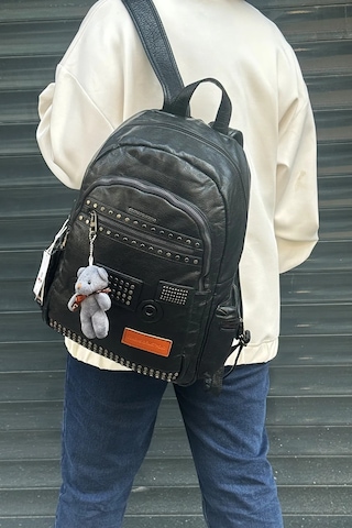 Just Polo Kadın Büyük Boy İthal Yıkamalı Deri Okul Ve Sırt Çantası Tote Bag Siyah