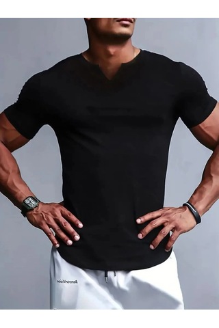 Zennamoda Erkek Kısa Kollu V Yaka Süprem T-shirt Siyah