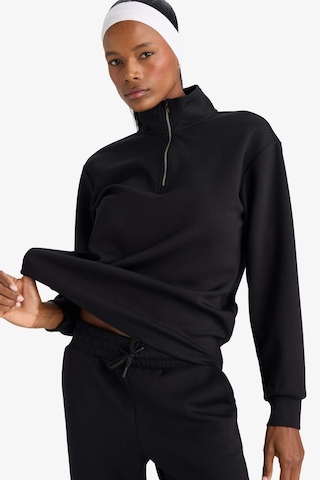 Defacto Oversize Geniş Kalıp Yarım Fermuarlı Modal Sporcu Sweatshirt D7126AX25SP Siyah