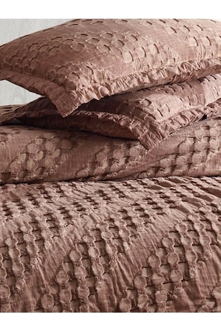 Şaheser Enza %100 Pamuk Jakarlı Çift Kişilik Yatak Örtüsü Seti-be Bej