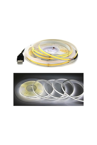 Soğuk Beyaz Dc 5v Usb Cob Şerit 320leds/m Beyaz/buz Mavisi/pembe/sarı/pembe/kırmızı Esnek Şerit Halat Gece Lambası Tv Arkaplan Led Şerit 2m