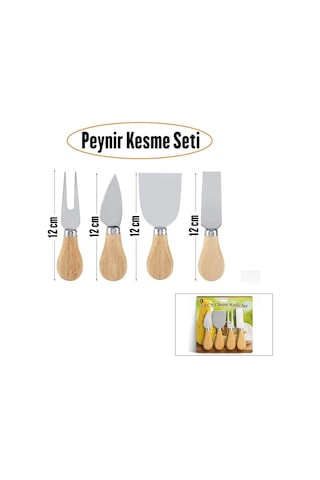 İbico İ22-400 Peynir Bıçak Seti 4 Parça - Ahşap Bambu Saplı