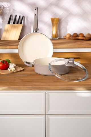 Emsan Crystal 3 Parça Tencere Tava Seti Bej Bej