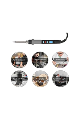 Yifomall 90w Dijital Lcd Kaynak Demiri Seti - Programlanabilir Sıcaklık Ayarı, Otomatik Uyku Modu, Büyük Destek Ve Tam Zımba Takımı Eu Standartı