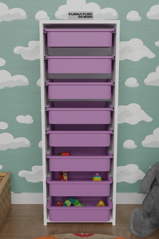 8 Sepetli Çok Amaçlı Dolap Oyuncak Mutfak Dolabı - Beyaz-pembe