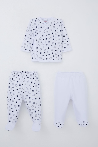 Breeze Erkek Bebek Hastane Çıkışı 3 Lü Yıldız Desenli 0-4 Ay, Beyaz Beyaz