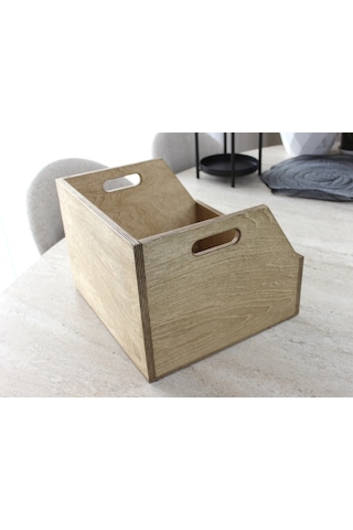 Ahşap Lp Plak Sandığı - Organizer Kutu - Wooden Lp Record Box Ceviz