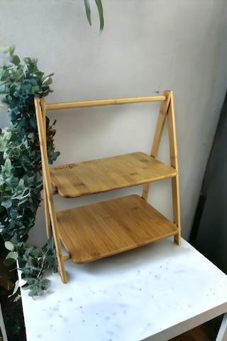 2 Katlı Bambu Stant, Baharat Stantı, Çok Amaçlı Mutfak Rafı