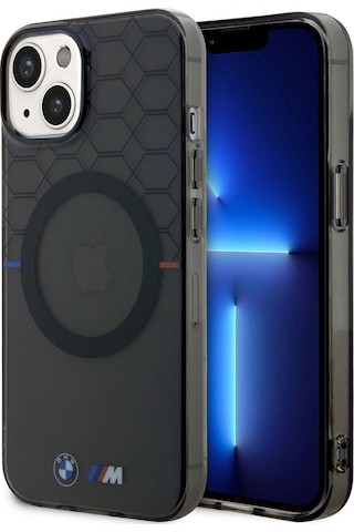 İphone 14 Plus Uyumlu Kılıf Bmw Magsafe Şarj Özellikli Transparan M Dizayn Kapak Gri Gri