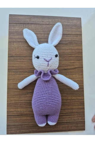 Sevimli Tavşan Uyku Arkadaşı- Amigurumi Beyaz-Mor Sevimli Tavşan Uyku Arkadaşı- Amigurumi Beyaz-Mor