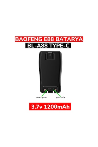Bl-a88 Type-c Batarya 3.7v 1200mah Baofeng E88 Telsiz Bataryası, E88 Telsiz Pili.