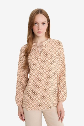 DeFacto Regular Fit Bağcıklı Yaka Desenli Uzun Kollu Bluz N1809AZ25SPBR189
