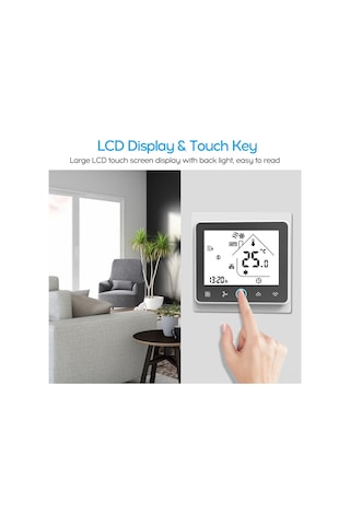 Qingmipy Bac-002el Dört Boru Klima Termostati, Soğuk-ısı Valfi Ve Fan Kontrolü, Enerji Tasarrufu, Ip20, Siyah-beyaz Pil Dahil Değil