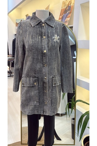 Nuss 6016 Tam Boy Düğmeli Kemer Detayli Kap Siyah Siyah