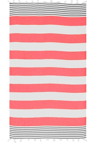 Çizgili Peştemal Plaj Havlusu %100 Pamuk Yıkanmış 100x180 Cm Marenza Kırmızı