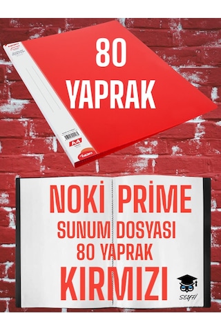 80 Yaprak Kırmızı A4 Sunum Dosyası Noki Prime Yüksek Kalite Poşet Kalınlığı Yerli Üretim Çok Renkli