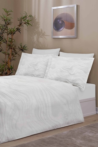 Albite Süper King Size Saten Nevresim Takımı Bej