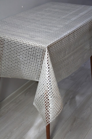 Pvc Şeffaf Kaplama Silinebilir Masa Örtüsü Örgü Hasır Altın