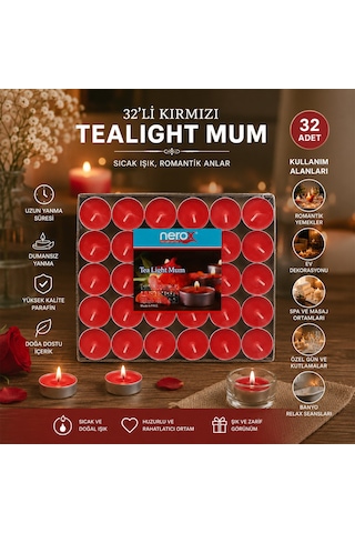 32pcs Renkli Tea Light Yuvarlak Mum Mix - Herhangi Bir Renk Gönderilir 5639 .