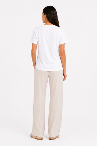 Neden Tekstil Kadın Bağlamalı Kısa Kollu Basic T-shirt - Beyaz