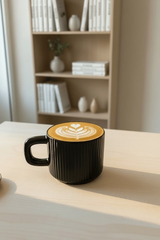 El Yapımı 260 Ml Siyah Parlak Seramik Mug Çay Kahve Kupası Mıt1301 siyah