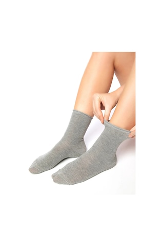 Bambu Kaydırmaz Taban Silikonlu Hac Umre Tavaf Hamile Diyabet Pilates Yoga Lastiksiz Gri Çorap Renkli