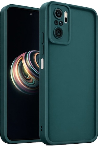 Mi Redmi Note 10 - Redmi Note 10s- Redmi Note 11 Se Uyumlu Kamera Çıkıntılı Mat Silikon Telefon Kılıfı Yeşil