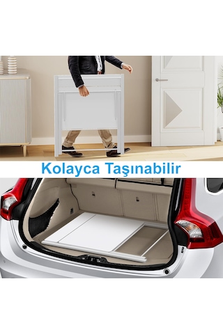 Bodo Metal Ayaklı Laptop Masası Katlanır Çalışma Masası Raflı Masa Katlanır Laptop Sehpası Beyaz-Çam