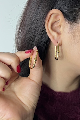 Gold Kaplama Düz Çelik Küpe Gold