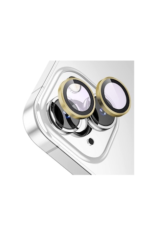 Buff Apple Uyumlu iPhone 15 / 15 Plus Kamera Metal Lens Koruyucu Gold