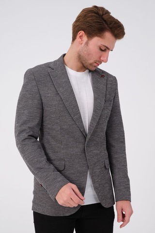 Bonesti Erkek Slim Fit Blazer Ceket Gri Desenli