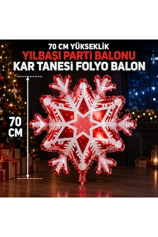 Yüksek Kalite 2 Adet 70cm Kırmızı Mavi Kar Tanesi Folyo Balon Mavi Kırmızı Kar Tanesi Yılbaşı Balonu